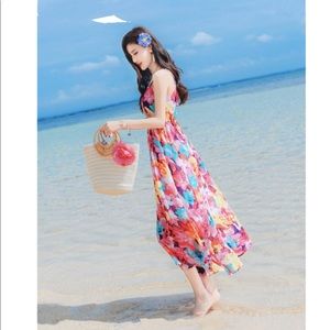 T Tahari floral sleeveless maxi dress